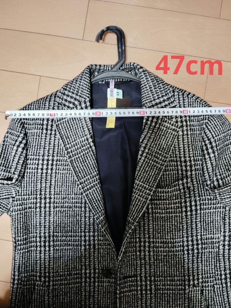 メンズ ユニバーサルランゲージ ハウンドトゥース柄 チェスターコート サイズL