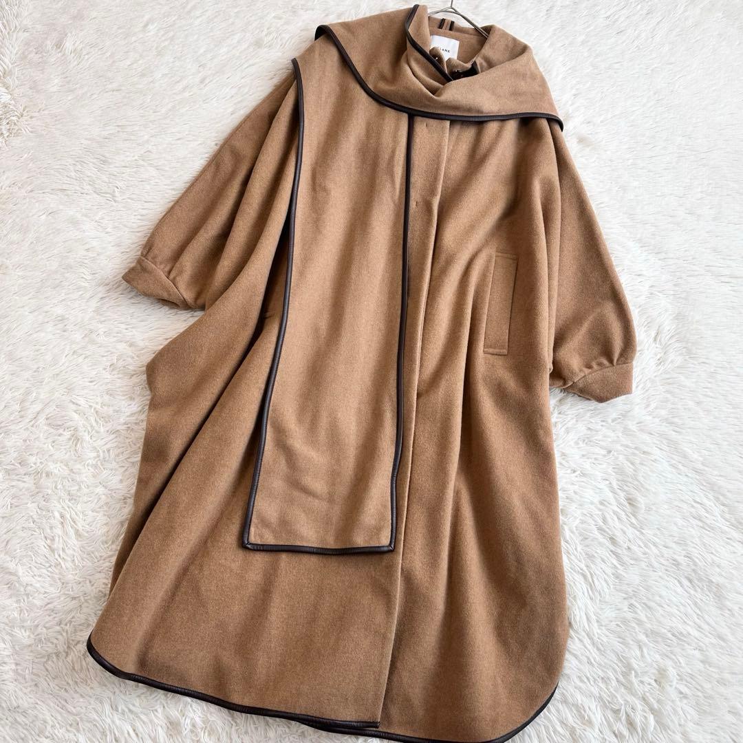 CLANE 定価5.7万 ショールフードバルーンコート ポンチョコート キャメル