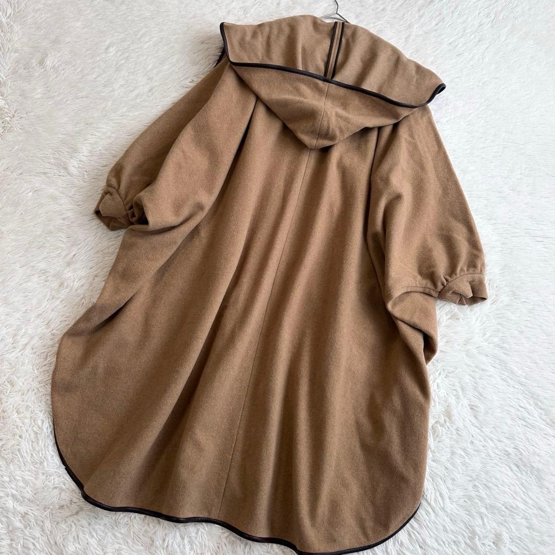 CLANE 定価5.7万 ショールフードバルーンコート ポンチョコート キャメル