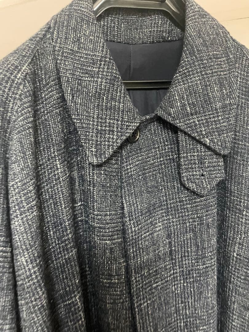 《 URU TOKYO》ネイビー チェック柄 バルマカンコート