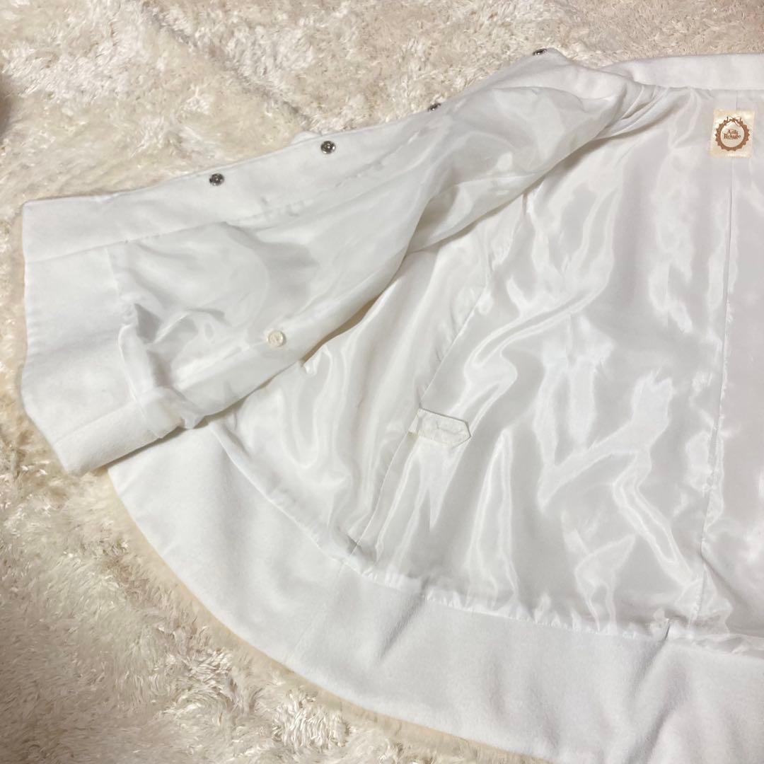 【 2way 】アンクルージュ　コート ポンチョ　ファー　M　フレア　白　美品