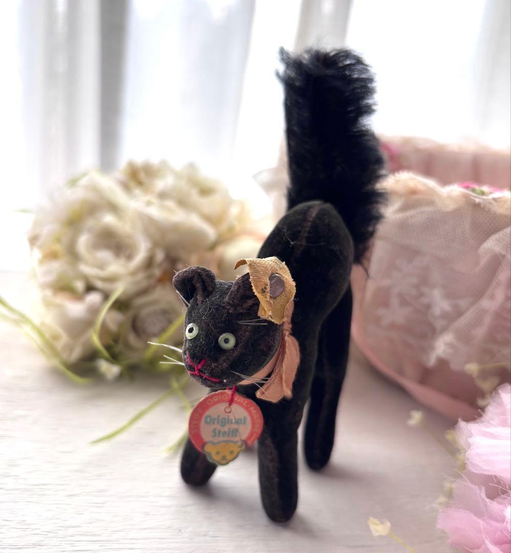 ドイツアンティークシュタイフトムキャット黒猫