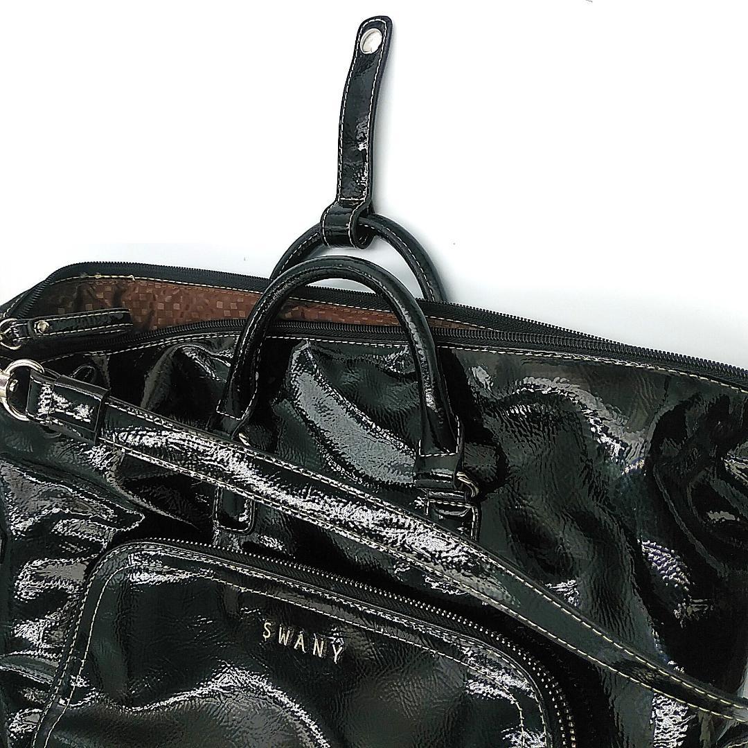 美品 SWANY スワニー　エナメル 小型キャリーケース　黒　送料込　即使用可