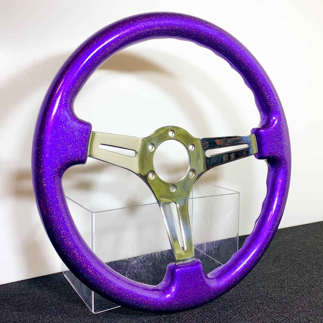 エムズレーシング ウッドステアリング カスタムペイント 90s 当時物