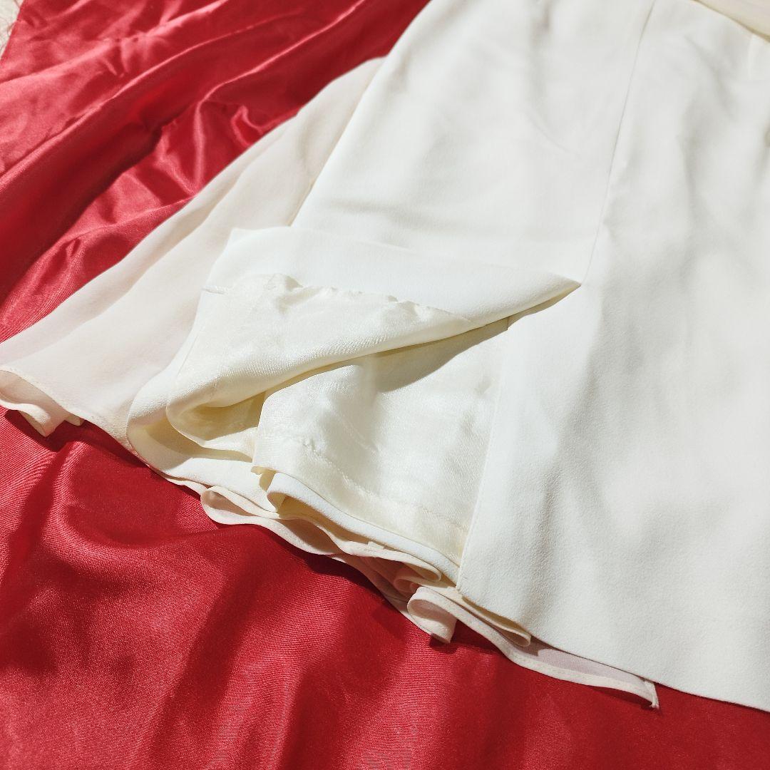 Christian Dior シルク リボン 異素材切替 アイボリー スカート