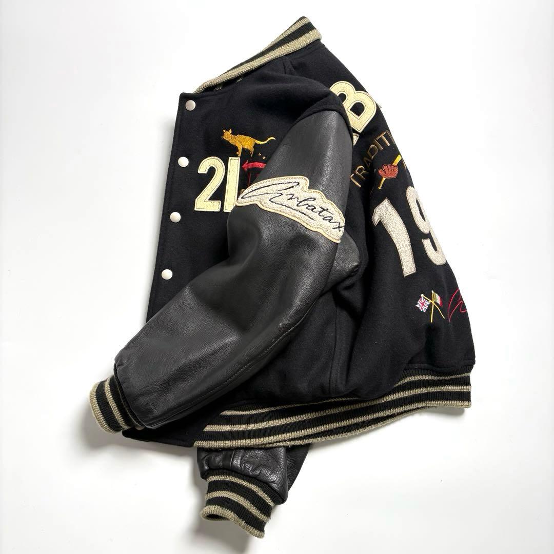 【日本製】 ARBATAX レザーアーム スタジャン 黒 L位 ヴィンテージ