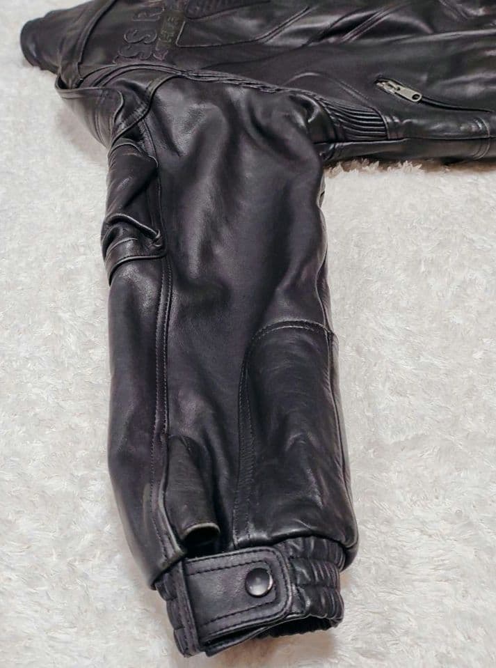 KISS RACING 本革 ライダースジャケット ブラック