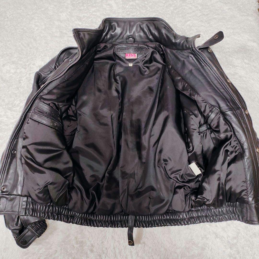 KISS RACING 本革 ライダースジャケット ブラック