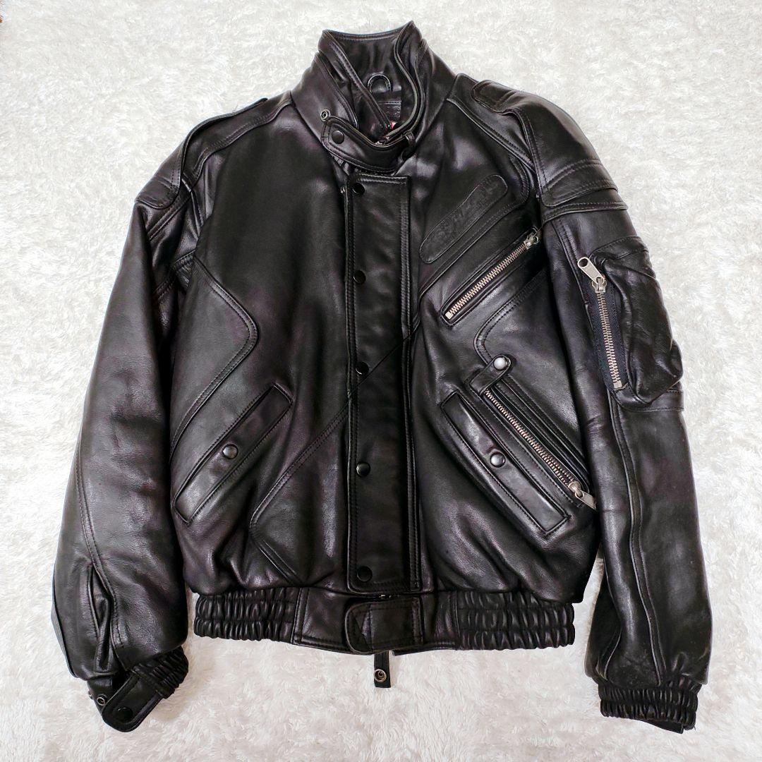 KISS RACING 本革 ライダースジャケット ブラック