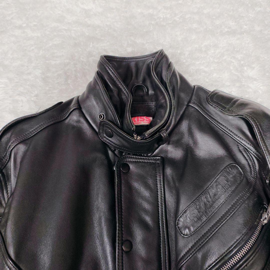 KISS RACING 本革 ライダースジャケット ブラック