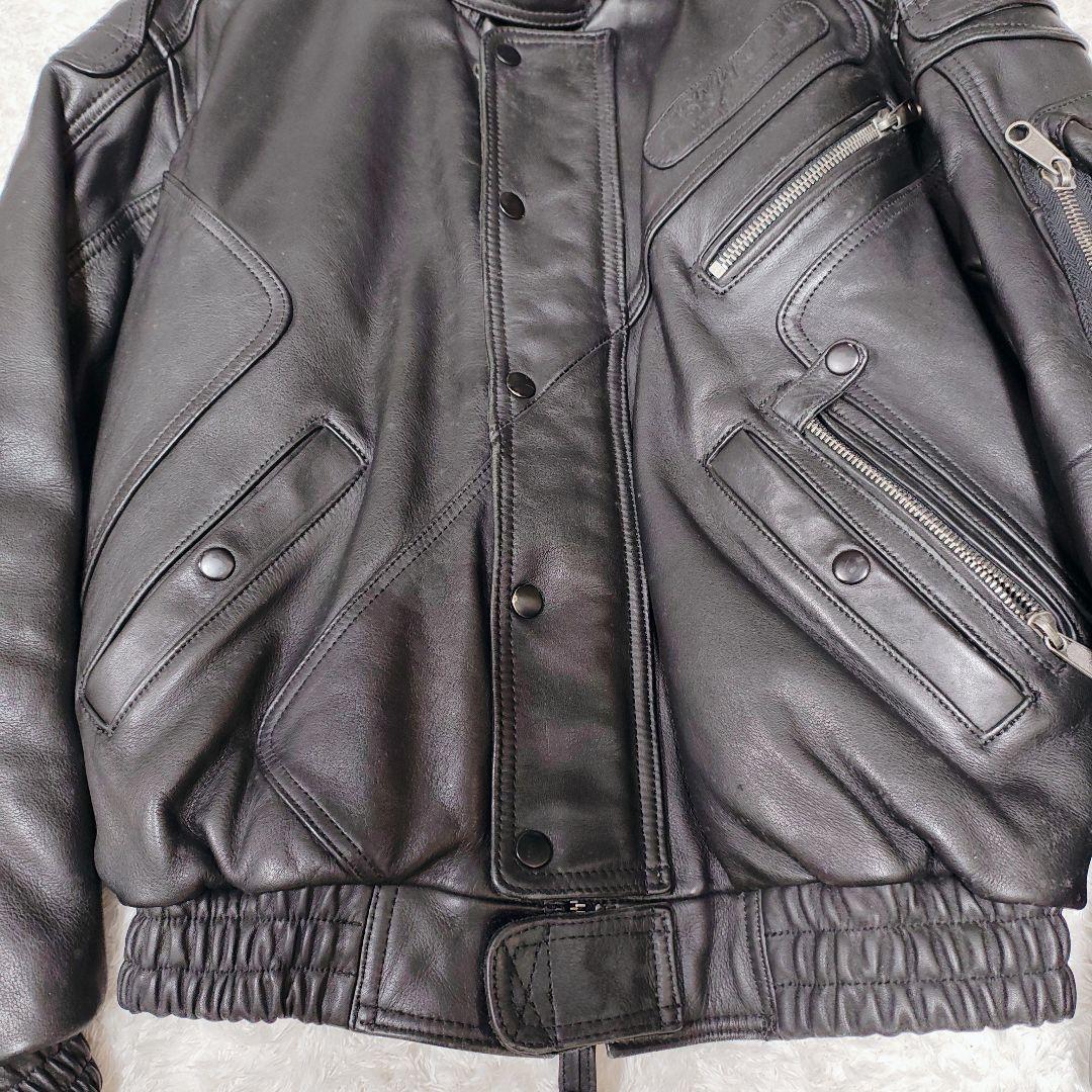 KISS RACING 本革 ライダースジャケット ブラック