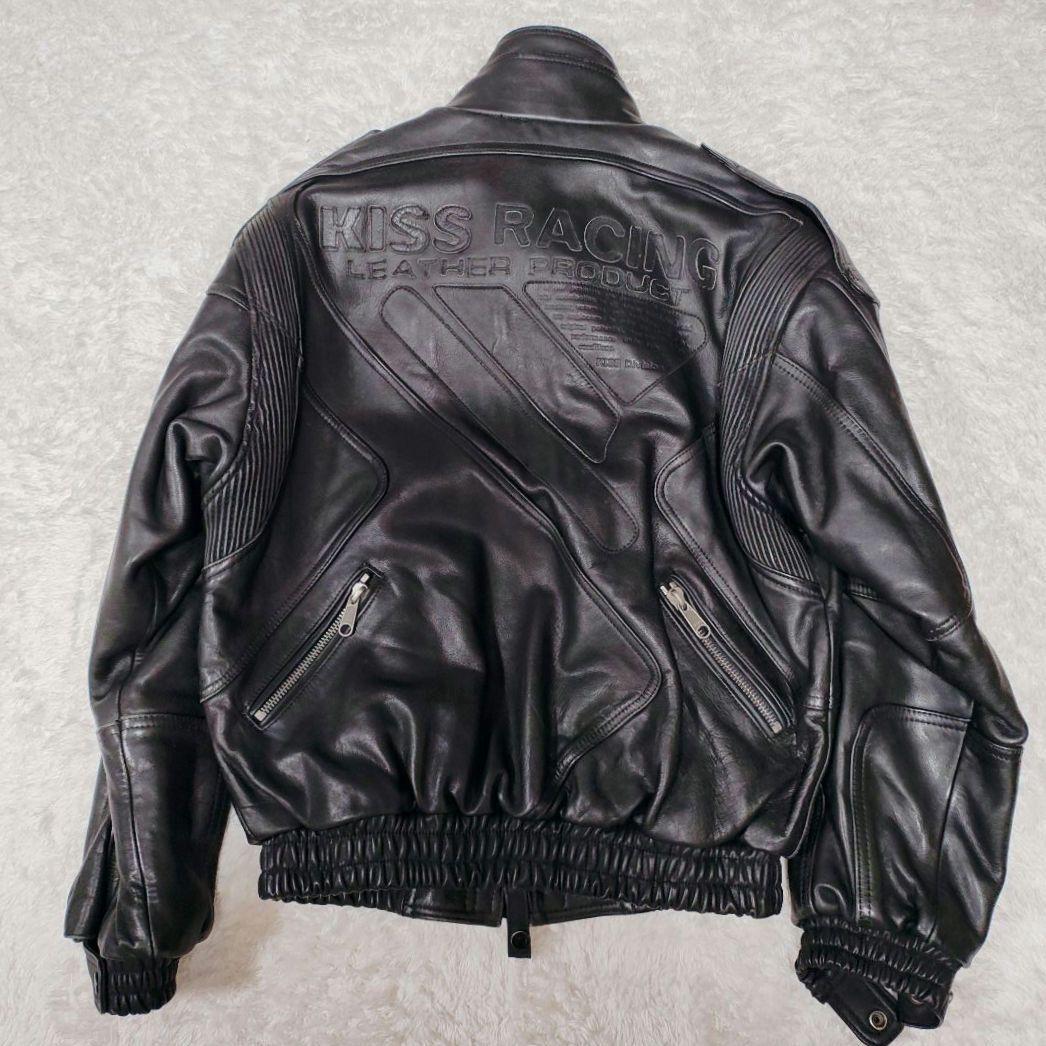 KISS RACING 本革 ライダースジャケット ブラック