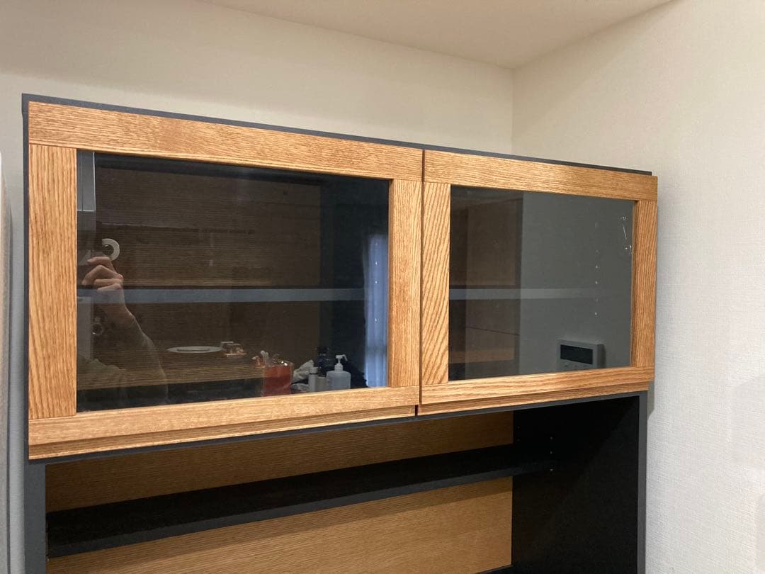 【送料込み!】モモナチュラル　CUPBOAD HOLM 980 BK 食器棚