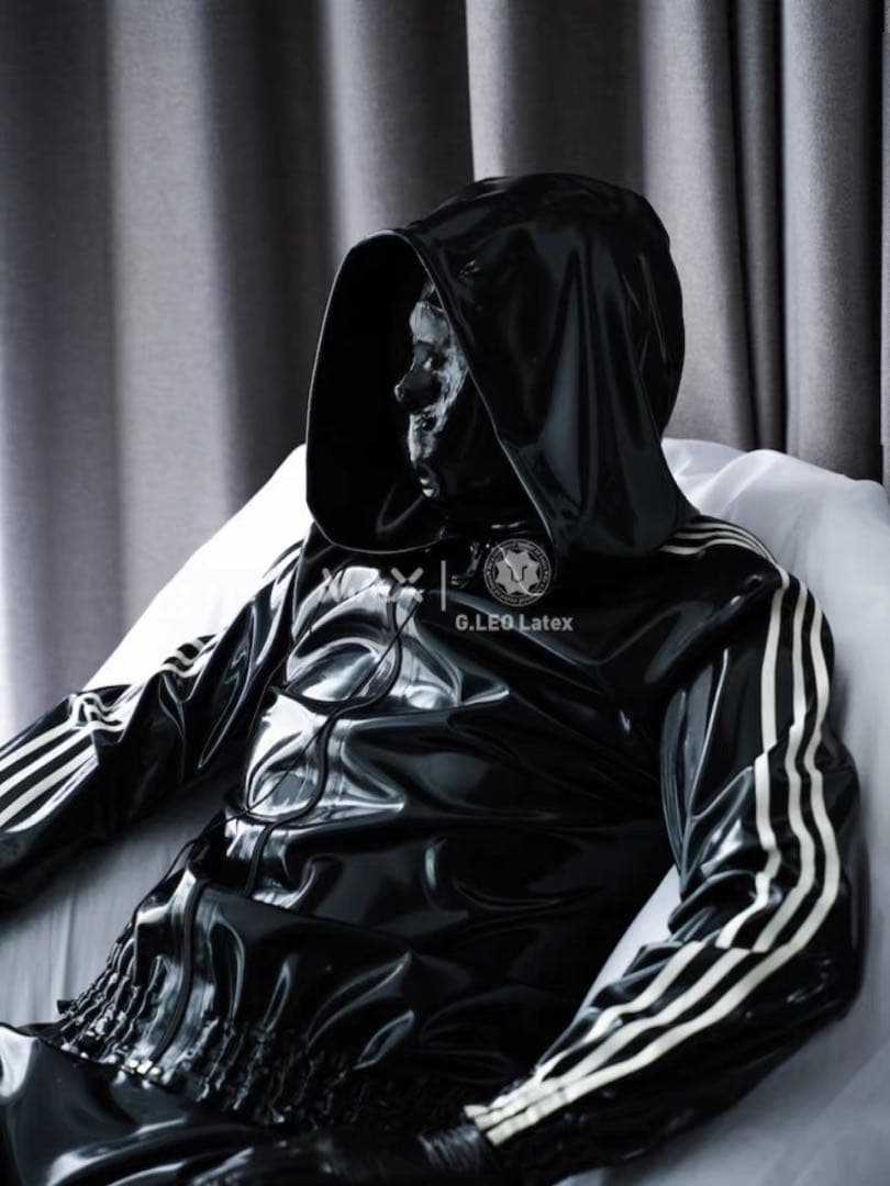 エナメル スーパーウェット光沢 ウィンドブレーカー サウナスーツ 汗出 Lサイズ