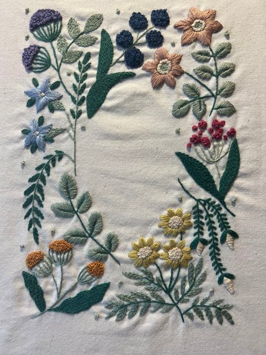 ハンドメイド手刺繍　刺しゅうフレーム　ハッピーニューイヤー