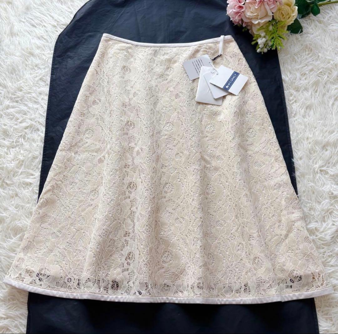 未使用 タグ付】エムズグレイシー 薔薇モチーフ 総レース フレア