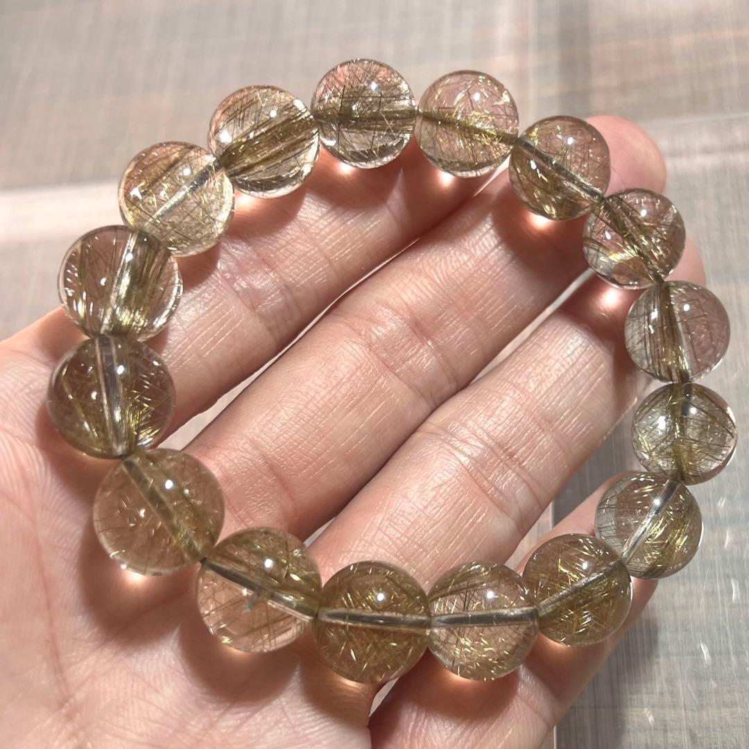 m*u様 高品質　超透明　シルバールチルブレスレット　針多め　ルチルクォーツ　内