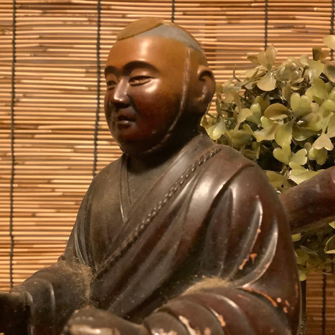 明治期「遍照金剛・弘法大師空海像」高野山金剛峯寺・高野山奥之院・アンチモニー金属