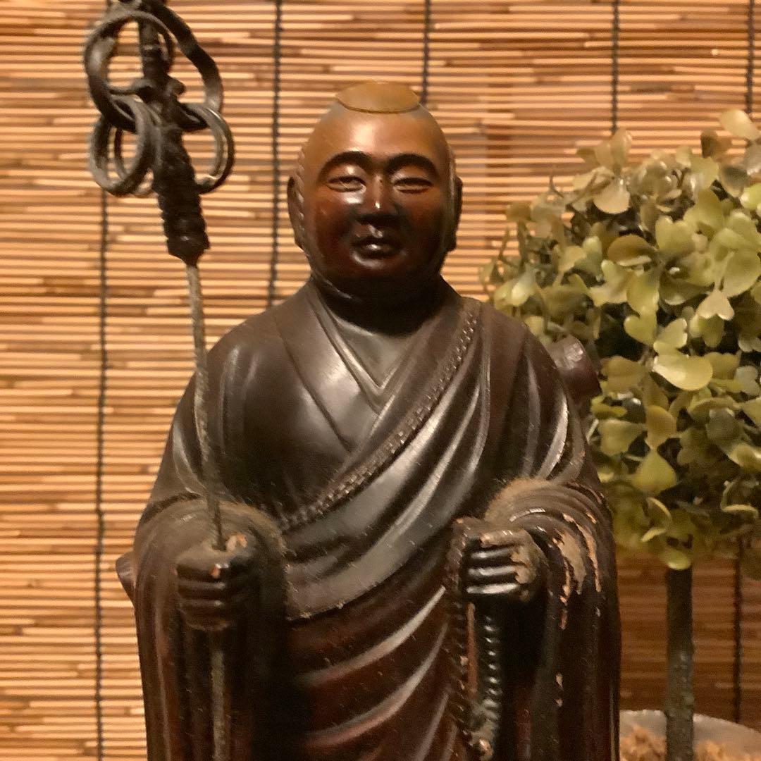 明治期「遍照金剛・弘法大師空海像」高野山金剛峯寺・高野山奥之院・アンチモニー金属