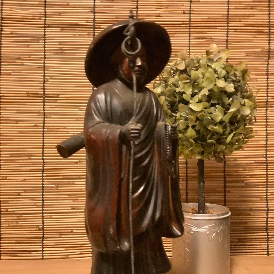 明治期「遍照金剛・弘法大師空海像」高野山金剛峯寺・高野山奥之院・アンチモニー金属