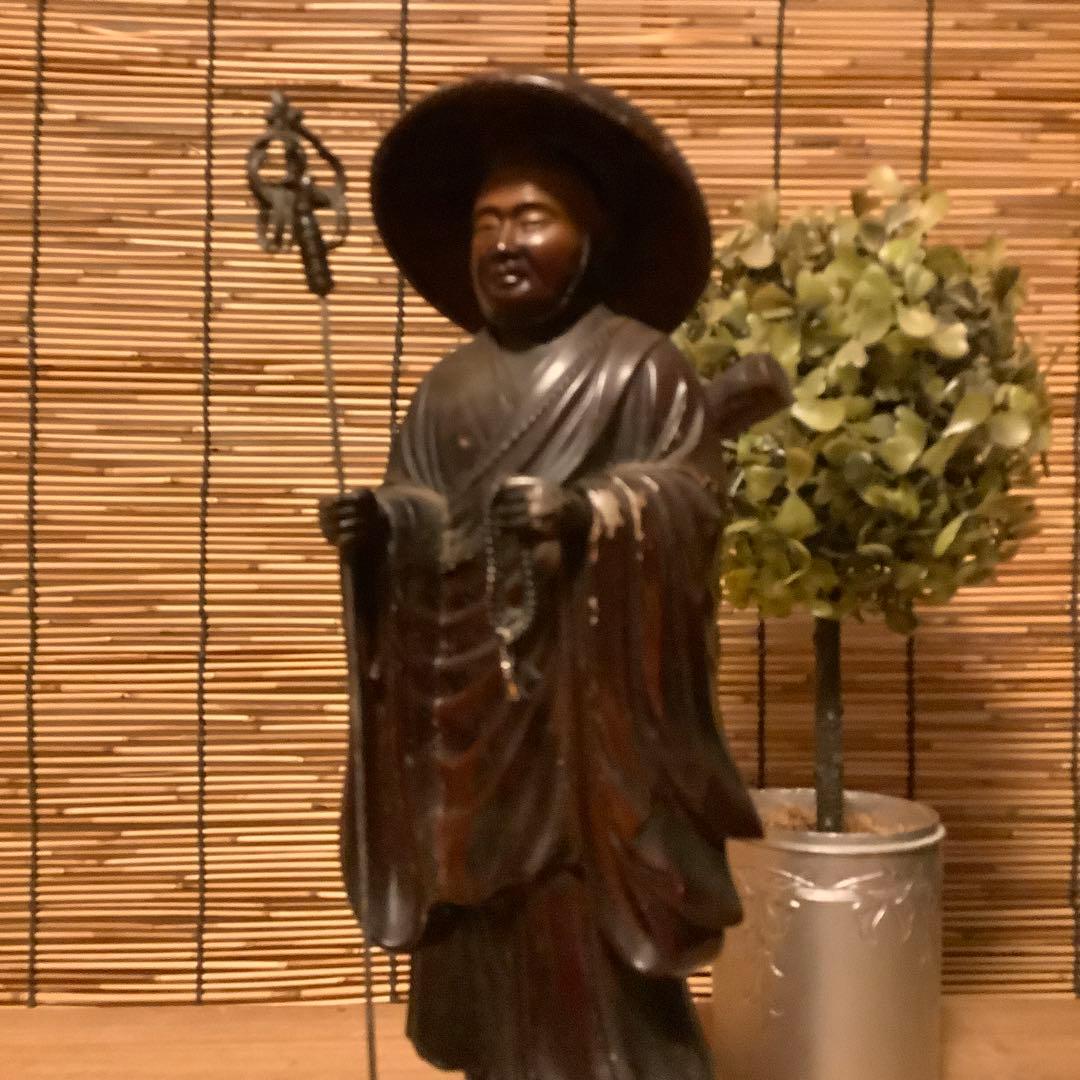 明治期「遍照金剛・弘法大師空海像」高野山金剛峯寺・高野山奥之院・アンチモニー金属