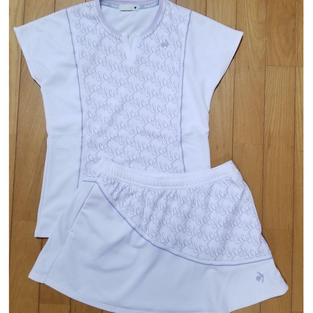 人気完売！ルコックテニスグラフィックゲームシャツLとスコートM 23FW