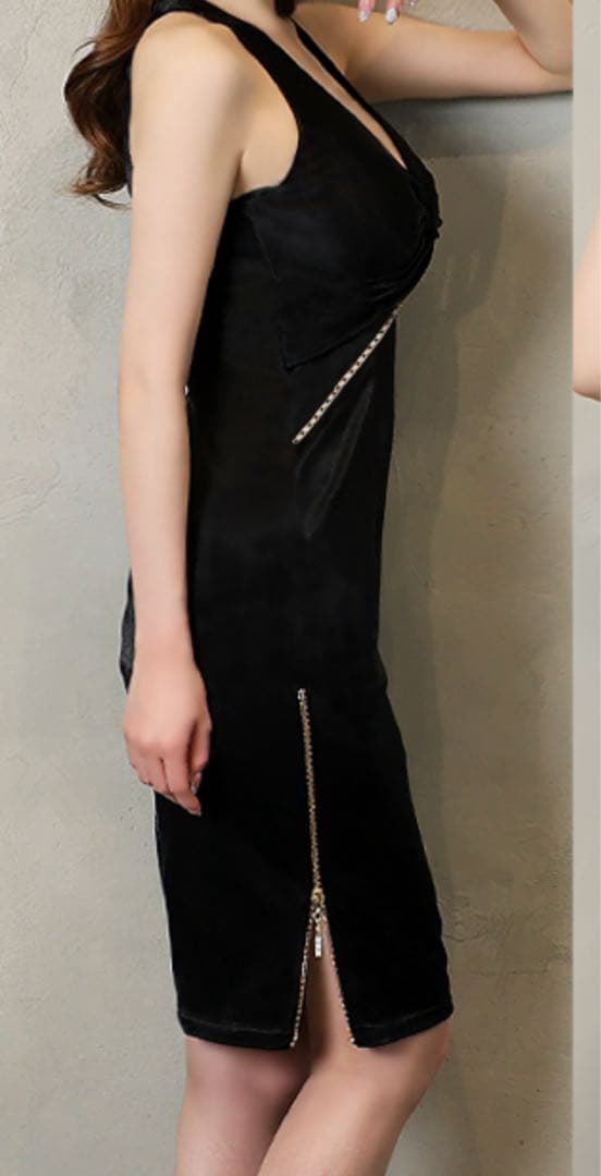 Veautt ブルー カットアウトデザイン タイトドレス XS