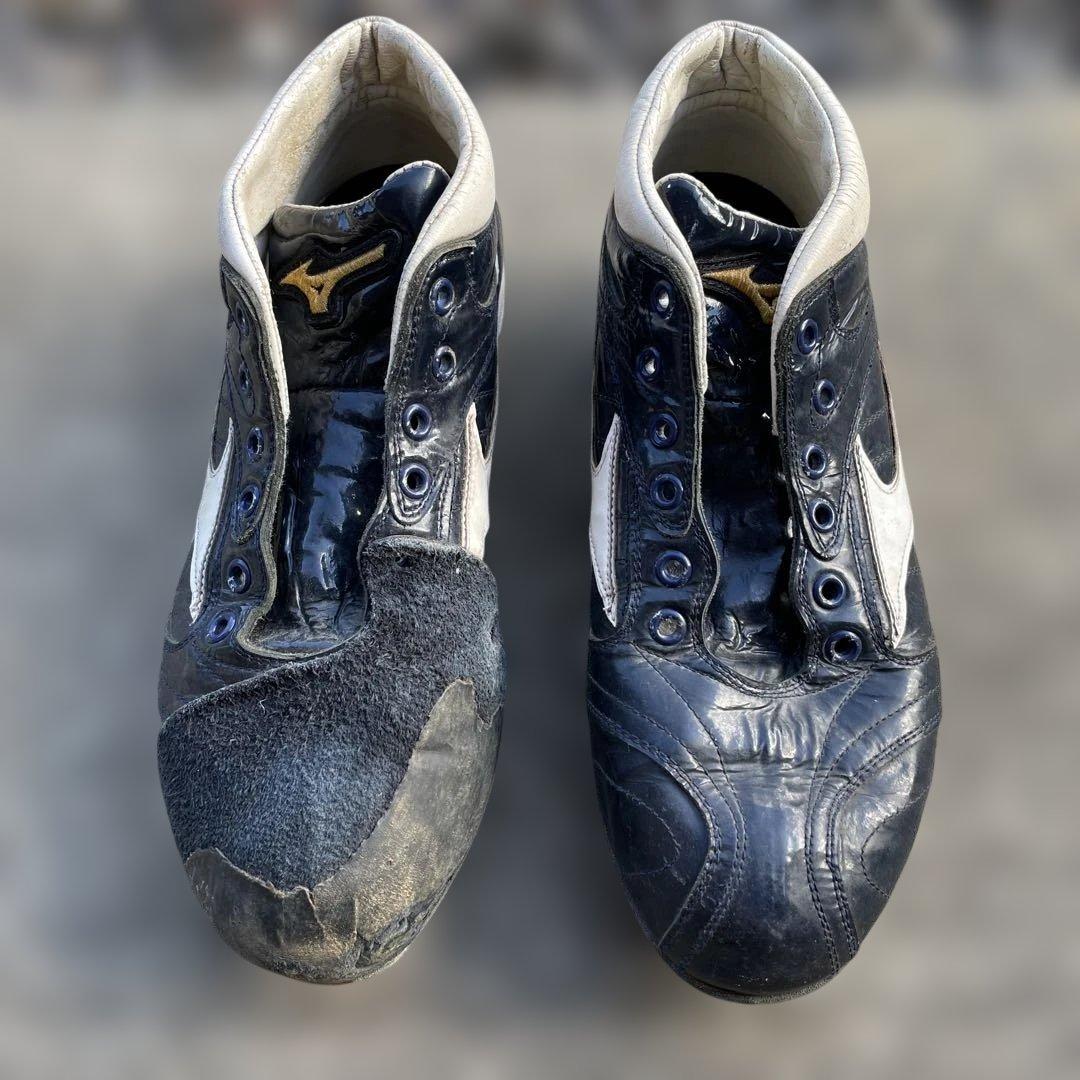 ミズノプロ 26.0cm プロ支給品 実使用 スパイク ネイビー ホワイト 野球