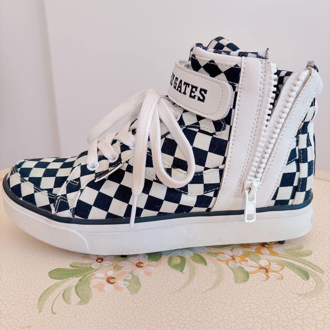 PEARLY GATES チェック柄 ハイカットスニーカー PEARLY ハイカット