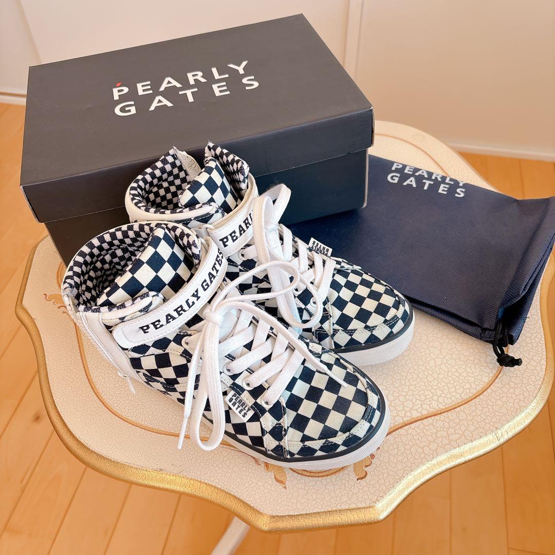 PEARLY GATES チェック柄 ハイカットスニーカー PEARLY ハイカット