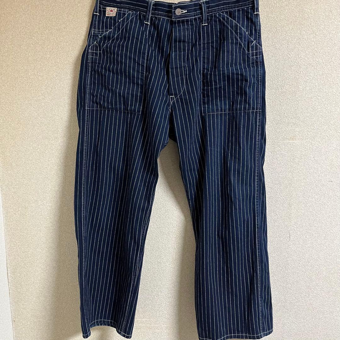 シュガーケーンストライプ デニムワークパンツ ウォバッシュ 【W36】