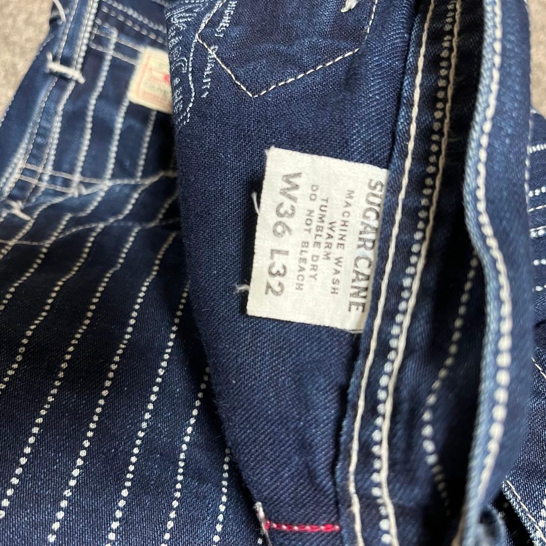 シュガーケーンストライプ デニムワークパンツ ウォバッシュ 【W36】