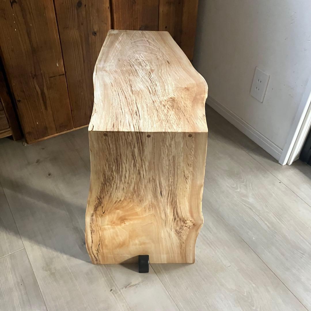 栃(トチ)一枚板　サイドテーブル　ハンドメイド
