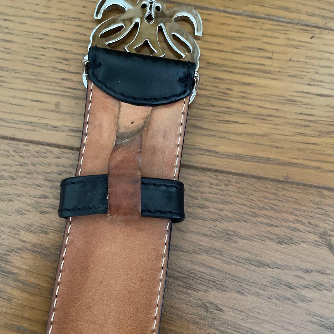 ロエベ　ブラックベルト×シルバーバックル