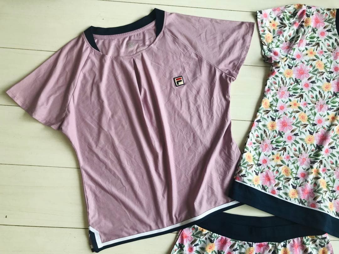 FILAフィラ＊フラワーモチーフの上下セットアップとダスティーピンクトップス3着