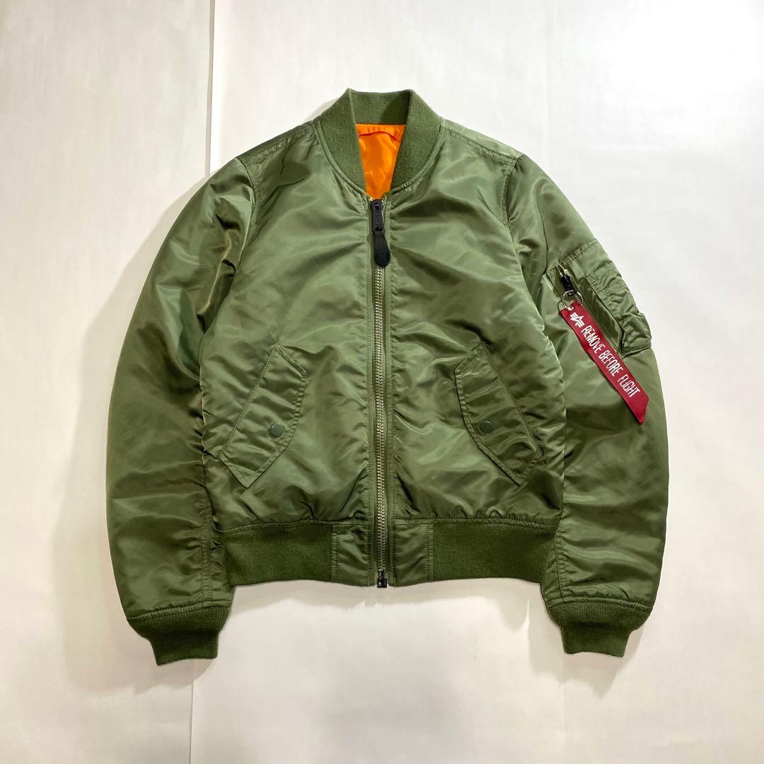 ALPHA アルファ MA-1 フライトジャケット セージ カーキ 短丈 タイト