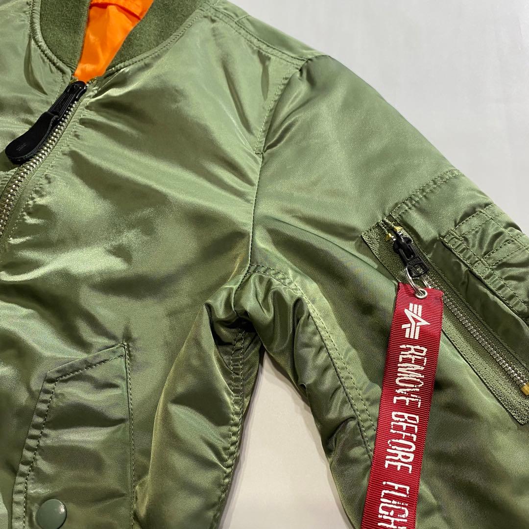 ALPHA アルファ MA-1 フライトジャケット セージ カーキ 短丈 タイト