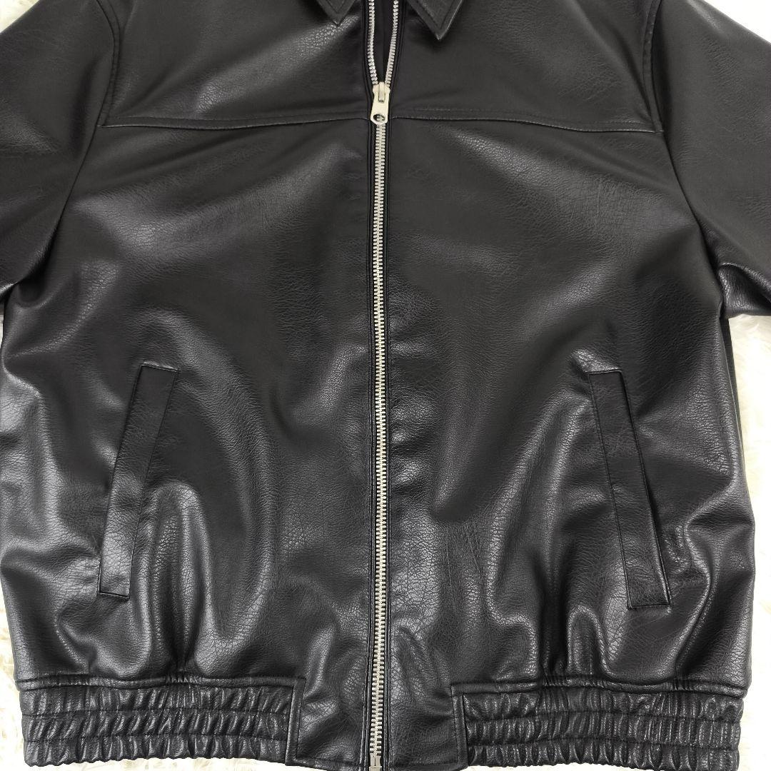 ✨極美品✨ ザラ レザージャケット フェイクレザー シングル 黒 オーバーサイズ