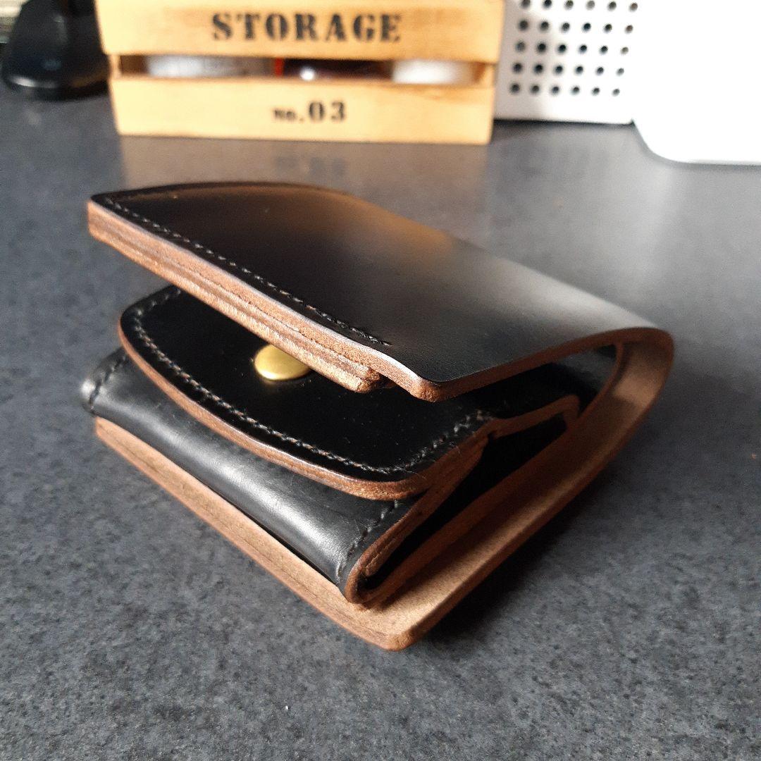 特厚★HORWEEN★クロムエクセル　二つ折り財布 　オールブラック　特別仕様