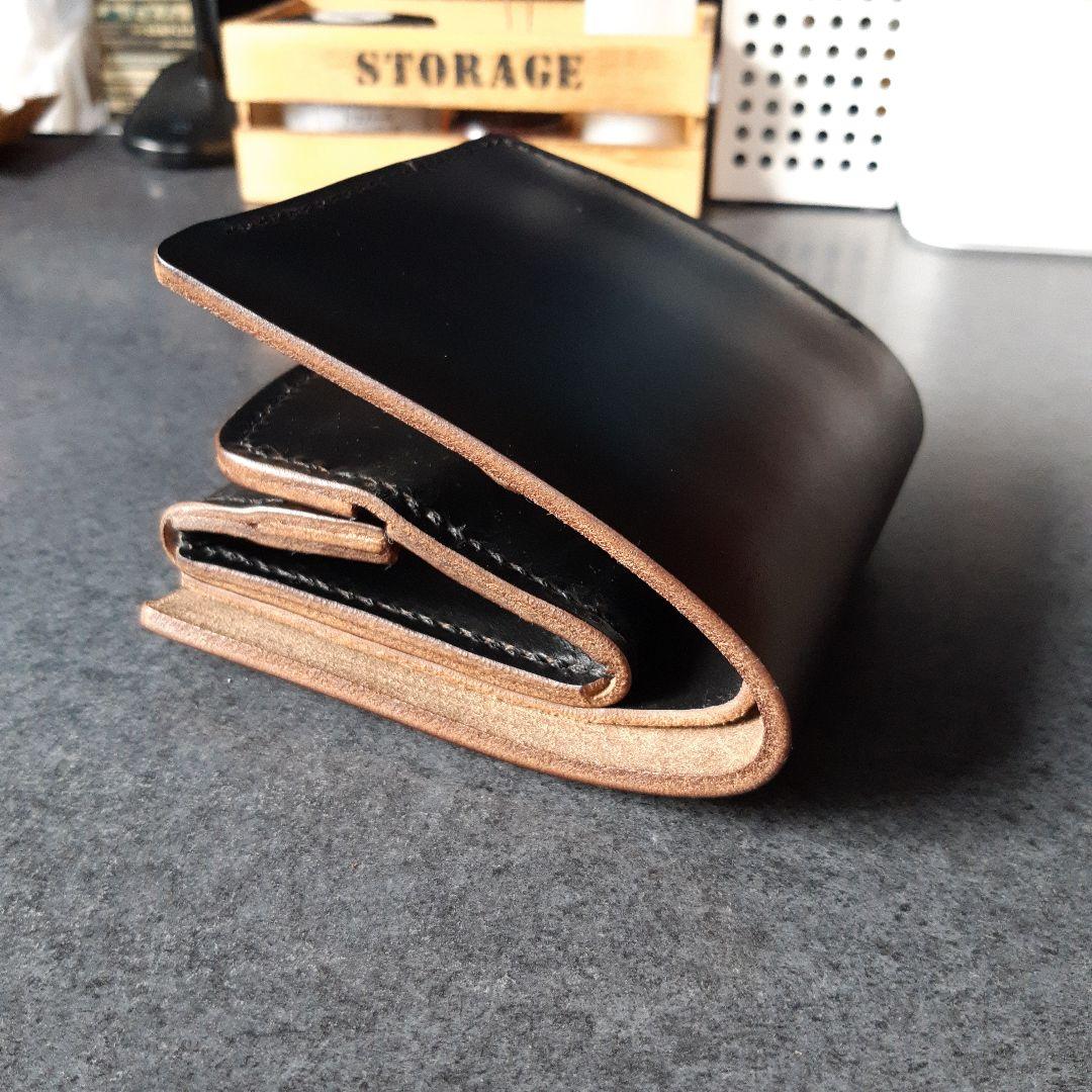 特厚★HORWEEN★クロムエクセル　二つ折り財布 　オールブラック　特別仕様