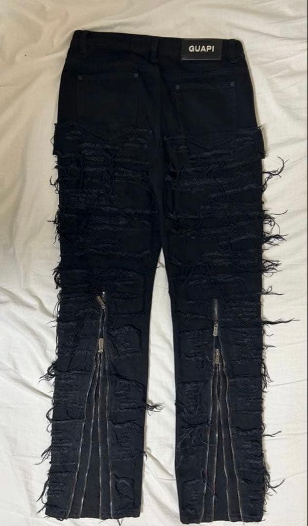 GUAPI オールブラック ダメージ バギーデニム GUAPI ダメージデニム