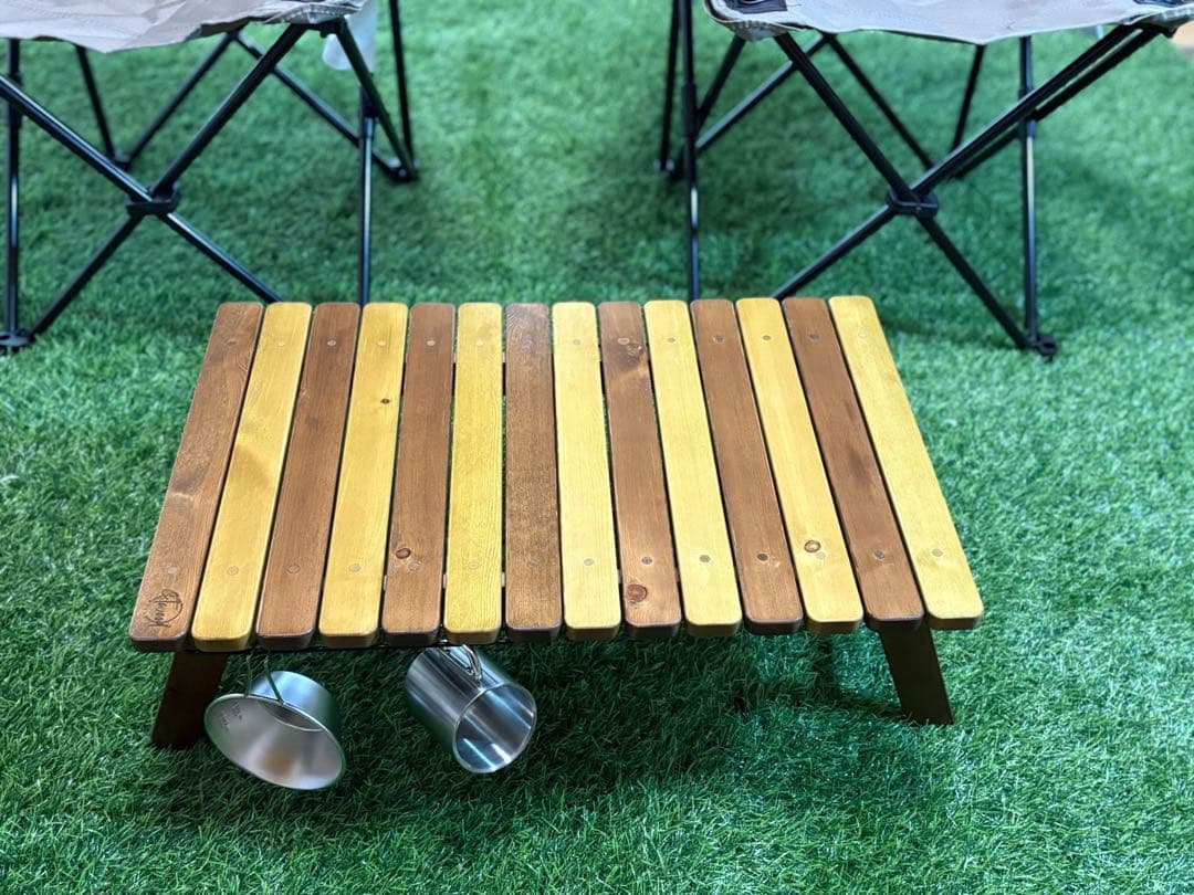 木製折りたたみアウトドアサイドテーブル【カラー:ウォルナット/ライト