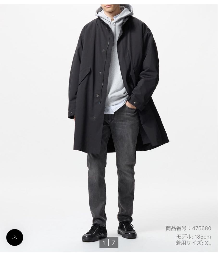 ユニクロ UNIQLO ウインドプルーフ2wayコート ブラック - メルカリ