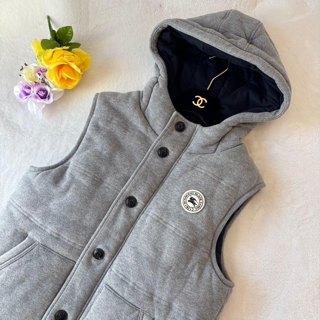 専用✨ バーバリー 中綿 ベスト フード付 L ワッペン コットン グレー