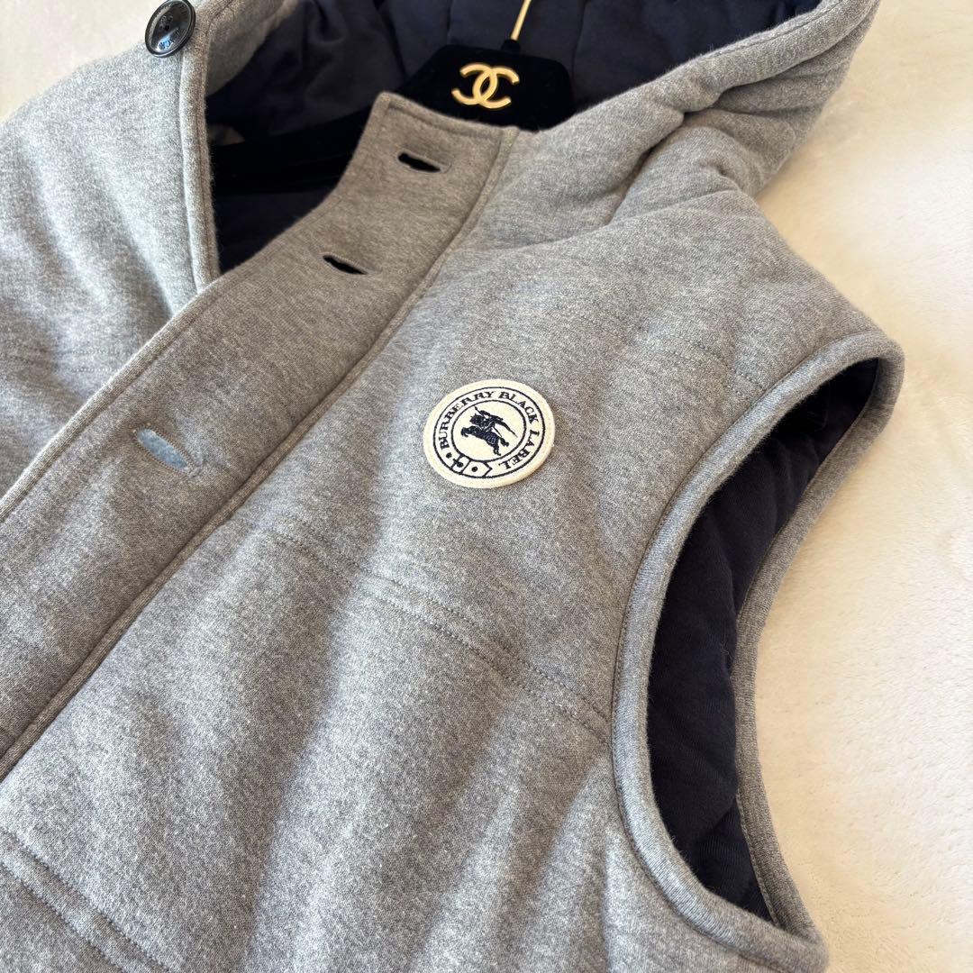 専用✨ バーバリー 中綿 ベスト フード付 L ワッペン コットン グレー