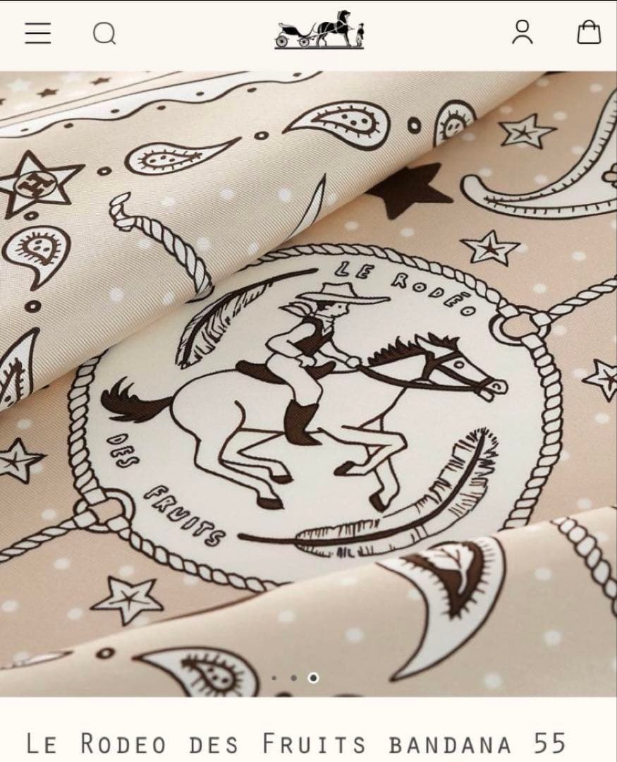 エルメス スカーフ カレ バンダナ 55 ロデオデフルーツ グレージュ 白