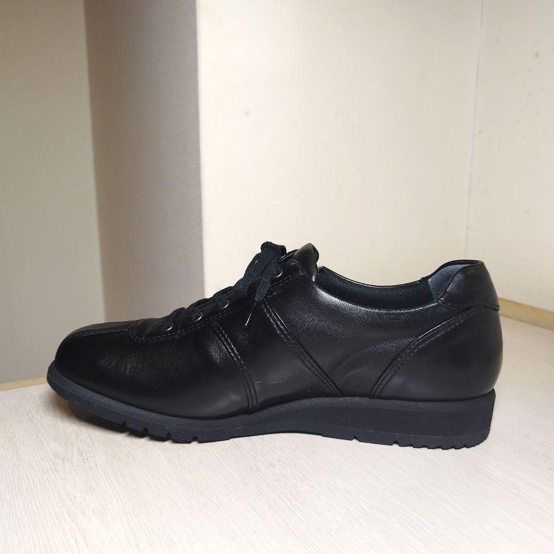 新品】アシックス ペダラ 革スニーカー はっ水 ファスナー付 黒 24cm