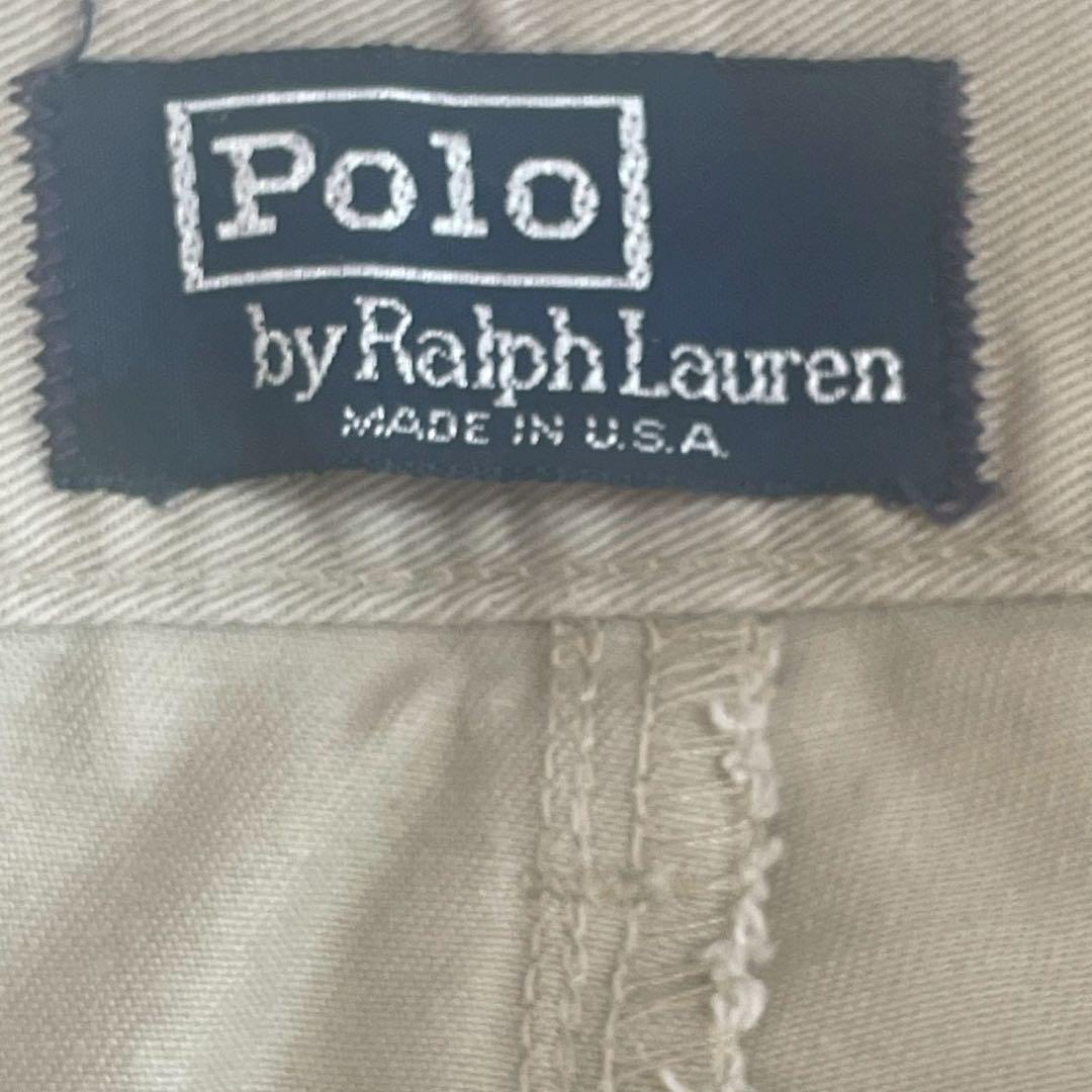 90s ラルフローレン ポロチノ USA製 ベージュ ツータック 36/34