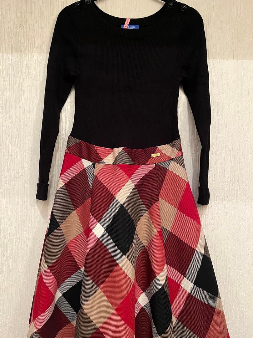 BURBERRY BLUE LABEL ニット×チェック柄ワンピース サイズ38