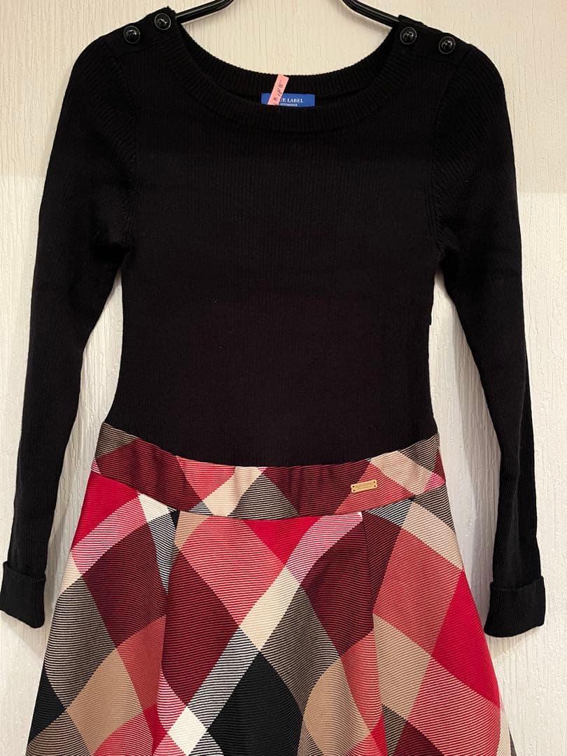 BURBERRY BLUE LABEL ニット×チェック柄ワンピース サイズ38